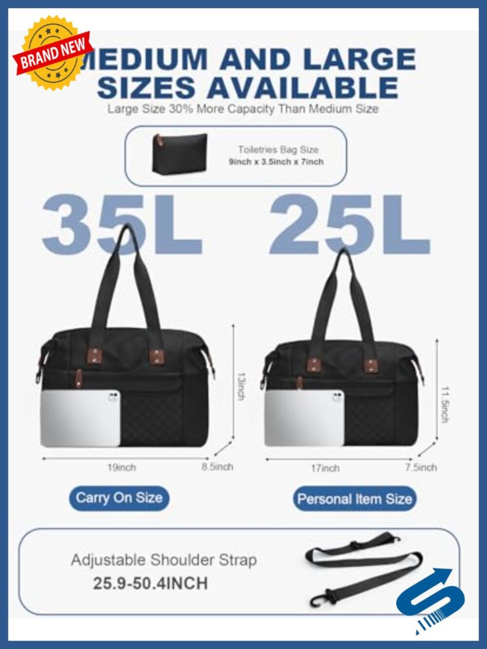 Water Resistant Travel Duffle Bag With Toiletry Bag Removable Strap Carry On View 2